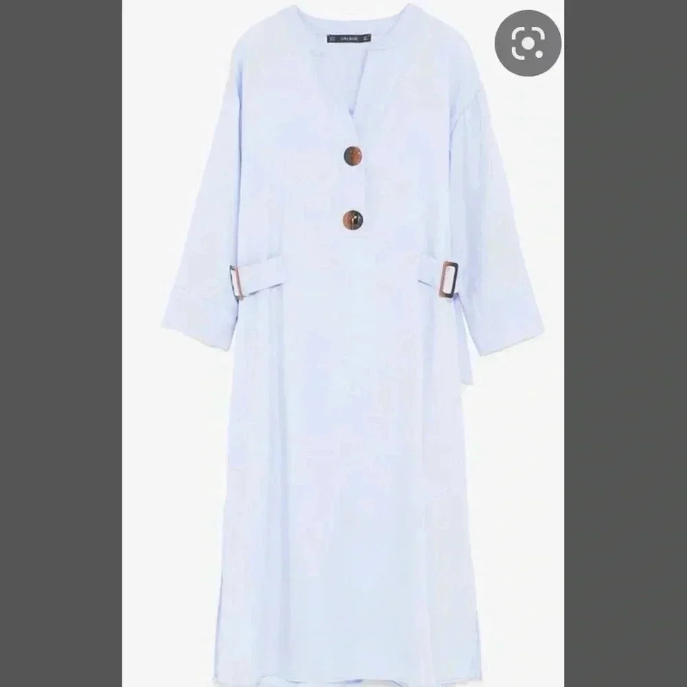 Zara Basic midi Tunic Dress with big chunky buttons and waist cinched belt❤️ - Picture 4 of 14